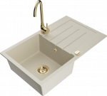 Plautuvė su virtuviniu mai&scaron;ytuvu Mexen Bruno Beige+Gold, granitas, 79 cm x 49 cm x 20 cm, beige+gold sp.