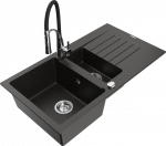 Plautuvė su virtuviniu mai&scaron;ytuvu Mexen Matias Aster, granitas, 90 cm x 50.5 cm x 20 cm, metallic black / gold