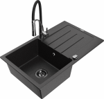 Plautuvė su virtuviniu mai&scaron;ytuvu Mexen Bruno Aster, granitas, 79.5 cm x 49.5 cm x 20 cm, metallic black/silver