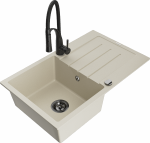 Plautuvė su virtuviniu mai&scaron;ytuvu Mexen Bruno Beige+Black, granitas, 79 cm x 49 cm x 20 cm, beige+black