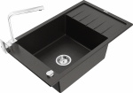 Plautuvė su virtuviniu mai&scaron;ytuvu Mexen Elias Rita, granitas, 79 cm x 48 cm x 20 cm, metallic black/gold+chrome