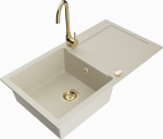 Plautuvė su virtuviniu mai&scaron;ytuvu Mexen Leo, granitas, 90 cm x 50 cm x 19 cm, aukso sp./rusva sp.