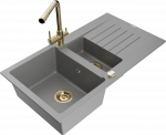 Plautuvė su virtuviniu mai&scaron;ytuvu Mexen Matias Duero 6502-71-671600-50, derva/granitas, 90 cm x 50 cm x 20 cm, aukso/pilka