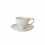 Puodelis su lėk&scaron;tute Quality Ceramic Prima Gold, aukso sp./balta sp., 0.09 l