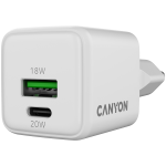 Telefono įkroviklis Canyon CU20AC, USB Type C/USB Type A, balta sp., 20 W