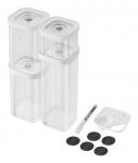 Birių produktų indas, rinkinys Zwilling Fresh & Save Cube, 0.320 - 1.7 l, skaidri sp./balta sp.