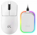 Belaidė žaidimų pelė Mchose A7 V2 Pro+ MC-A7V2-8, 2.4 ghz / bluetooth / usb, balta sp.