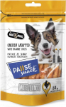 Skanėstas &scaron;unims Hau&Miau Pause Snack Wrapped White Rawhide, vi&scaron;tiena, 0.08 kg