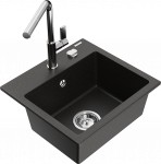 Plautuvė su virtuviniu mai&scaron;ytuvu Mexen Milo Metallic black/gold+Chrome, granitas, 43 cm x 41 cm x 17.1 cm, metallic black/gold+chrome