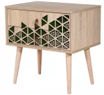 Naktinis staliukas Kalune Design Two 121, ąžuolo sp./žalia sp., 61 cm x 60 cm x 40 cm