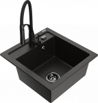 Plautuvė su virtuviniu mai&scaron;ytuvu Mexen Vito, granitas, 52 cm x 49 cm x 21 cm, juoda sp./bronzos sp.