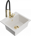 Plautuvė su virtuviniu mai&scaron;ytuvu Mexen Milo Aster, granitas, 43.5 cm x 41 cm x 17.1 cm, aukso/balta/juoda