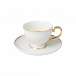Puodelis su lėk&scaron;tute Quality Ceramic Prima Gold, aukso sp./balta sp., 0.28 l