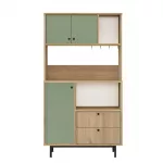 Daugiafunkcinė virtuvės spinta Kalune Design RE3-SY, ąžuolo sp./žalia sp., 88 cm x 35.5 cm x 161.2 cm