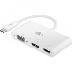Adapteris Goobay USB-C to VGA +DisplayPort + HDMI 52412 USB-C male, VGA, DisplayPort, HDMI female, balta sp.