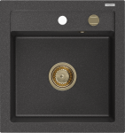 Virtuvinė plautuvė Mexen Vito, derva/granitas, 49 cm x 52 cm x 21 cm, aukso sp./juoda sp./grafito sp.