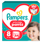 Sauskelnės-kelnaitės Pampers Active Baby, 8 dydis, 17 kg, 64 vnt.