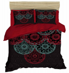 Kalėdinis patalynės užvalkalų komplektas Mijolnir 178PRL1413, juoda sp./mėtinė (mint) sp./raudona sp., 50 x 70 cm, 200 x 220 cm