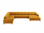 Kampinė sofa Micadoni Mamaia Velvet, geltona sp., kairinė, 327 x 256 cm x 75 cm
