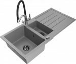 Plautuvė su virtuviniu mai&scaron;ytuvu Mexen Andres Grey+Black/Chrome, granitas, 100 cm x 50 cm x 20 cm, grey+black/chrome