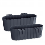 Balkoninis vazonas Boardee DDECZ400-S433, plastikinis, 38.3 cm x 21.2 cm, antracito sp.