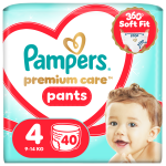 Sauskelnės-kelnaitės Pampers Premium Care Pants, 4 dydis, 9 - 14 kg, 40 vnt.