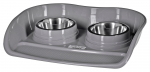 Stovas su dubenėliais &scaron;uniui Barry King Set, 0.8 l, 46 cm x 35 cm x 9 cm, pilka sp.