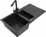 Plautuvė su virtuviniu mai&scaron;ytuvu Mexen Matias Duero, derva/granitas, 90 cm x 50.5 cm x 20 cm, aukso/juoda