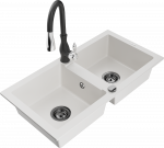 Plautuvė su virtuviniu mai&scaron;ytuvu Mexen Mario, derva/granitas, 82 cm x 43.6 cm x 16.1 cm, balta