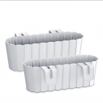 Balkoninis vazonas Boardee DDECZ400-S449, plastikinis, 38.3 cm x 21.2 cm, balta sp.