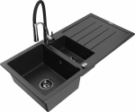 Plautuvė su virtuviniu mai&scaron;ytuvu Mexen Andres Aster, granitas, 100 cm x 50 cm x 20 cm, juoda/chromo