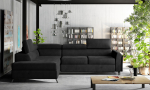 Kampinė sofa Kairos Mat Velvet 99, juoda sp., kairinė, 200 x 265 cm x 95 cm