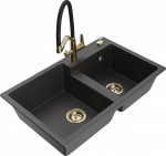 Plautuvė su virtuviniu mai&scaron;ytuvu Mexen Tomas Duo, granitas, 80 cm x 50 cm x 19 cm, black granite col.