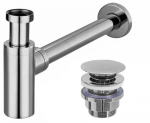 Sifono rinkinys su &bdquo;Click-clack&ldquo; dangteliu praustuvui Rea REA-A5693, 210 mm, click clack funkcija, chromo