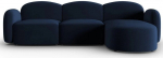 Kampinė sofa Micadoni Home Blair Velvet, tamsiai mėlyna sp., de&scaron;ininė, 272 x 155 cm x 80 cm