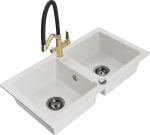 Plautuvė su virtuviniu mai&scaron;ytuvu Mexen Mario, derva/granitas, 82 cm x 43.6 cm x 16.1 cm, balta