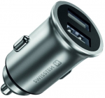 Automobilinis įkroviklis Swissten Metal Premium, USB, sidabro sp.
