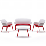 Lauko baldų komplektas Bica Luxor Lounge Set, balta sp./raudona sp., 4 vietų