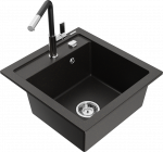 Plautuvė su virtuviniu mai&scaron;ytuvu Mexen Vito, granitas, 49 cm x 52 cm x 21 cm, metallic black / gold sp.