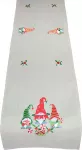 Kalėdinis stalo takelis stačiakampė Gnomes, raudona sp./smėlio sp./žalia sp., 40 x 160 cm