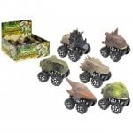 Žaislinių transporto priemonių rinkinys su dinozaurais off road dinozauras, (spalva/dizainas parenkami atsitiktine tvarka)