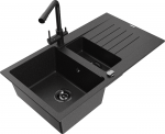 Plautuvė su virtuviniu mai&scaron;ytuvu Mexen Matias Duero, granitas, 90 cm x 50.5 cm x 20 cm, metallic black/silver sp.