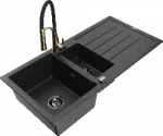 Plautuvė su virtuviniu mai&scaron;ytuvu Mexen Andres Aster, granitas, 100 cm x 50 cm x 20 cm, aukso sp./juoda sp./chromo sp.