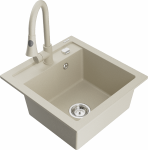 Plautuvė su virtuviniu mai&scaron;ytuvu Mexen Vito, granitas, 52 cm x 49 cm x 21 cm, chromo sp./rusva sp.