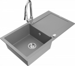 Plautuvė su virtuviniu mai&scaron;ytuvu Mexen Leo, derva/granitas, 90 cm x 50 cm x 19 cm, pilka sp.