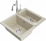 Plautuvė su virtuviniu mai&scaron;ytuvu Mexen Carlos Beige+Chrome, granitas, 58 cm x 47 cm x 17.7 cm, beige+chrome sp.