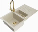 Plautuvė su virtuviniu mai&scaron;ytuvu Mexen Matias, granitas, 90 cm x 50.5 cm x 20 cm, aukso sp./smėlio sp.
