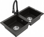 Plautuvė su virtuviniu mai&scaron;ytuvu Mexen Mario, granitas, 82 cm x 43.6 cm x 16.1 cm, metallic black/gold+black