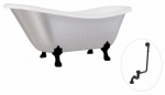 Vonia, laisvai pastatoma Besco Otylia Glam, 160 cm x 77 cm x 69.5 cm, ovalas, balta sp./juoda sp.