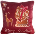 Kalėdinis dekoratyvinės pagalvėlės užvalkalas Reindeer PSWA-157, bordo sp./smėlio sp./žalia sp., 45 cm x 45 cm